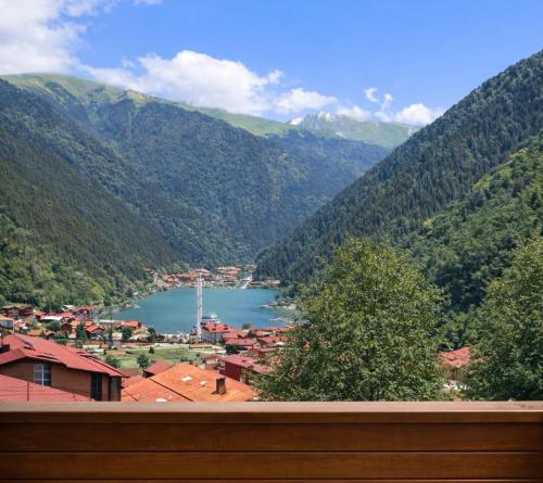 a view of a town and a river in a valley at İmera Suite Otel in Uzungöl