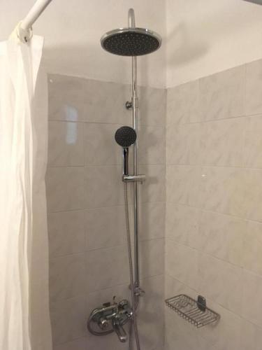 a shower in a bathroom with a shower at Gikas Apartments Triple Studio Garden View A2 in Marmari