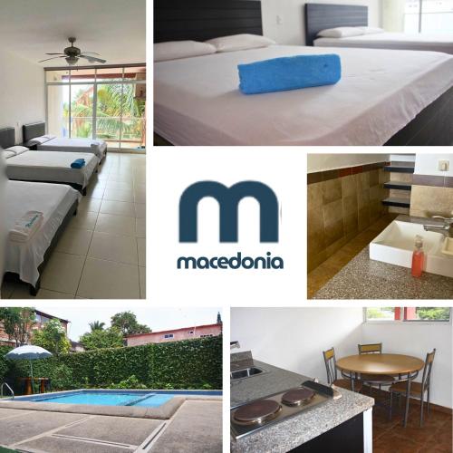 a collage of pictures of a hotel room at Macedonia in San Clemente