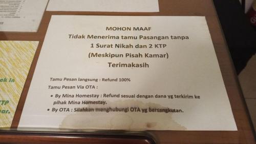 a menu for the mushroom meatarmaarmaarma teampersonarmaarma swat which can at Mina Homestay Syariah in Bukittinggi