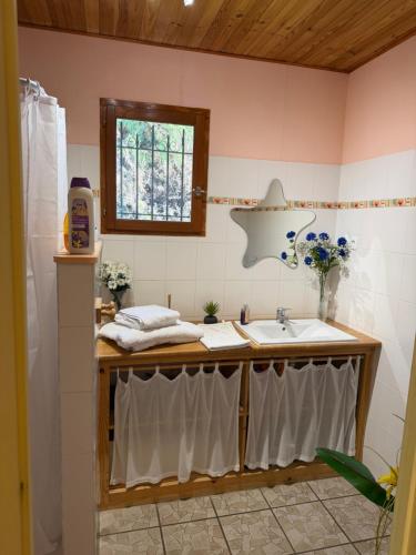 a bathroom with a sink and a sink at Studio privé in Cazilhac