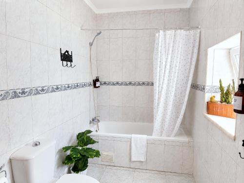 a bathroom with a bath tub and a toilet at Quinta da Ponte das Hortas 2 in Elvas