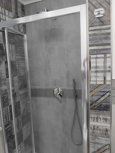 a shower with a glass door in a bathroom at Cilento My Home in Albanella