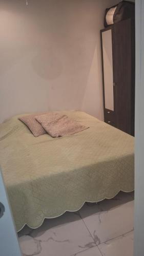 a bedroom with a bed with a dresser and a mirror at LesJardinsFleuris in Mandelieu-La Napoule