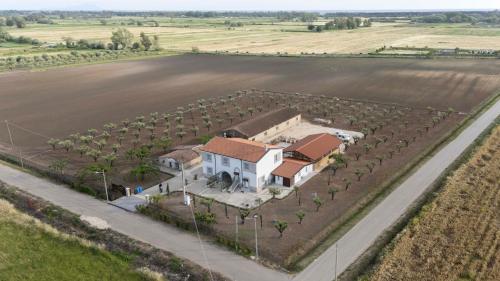 an aerial view of a house next to a field at Relais Terramare in Cellole