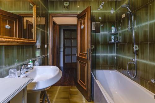 a bathroom with a sink and a bath tub at Casa Aloe B&B in Monte San Savino