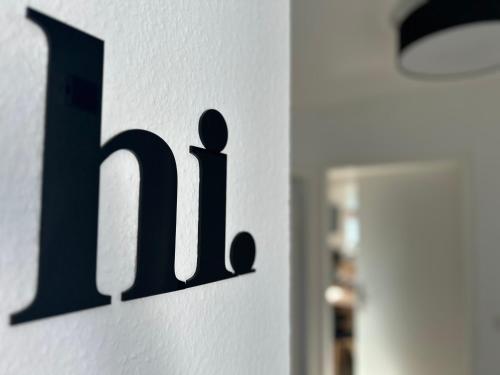 a close up of a sign on a wall at Ferienhaus Westend in Munster