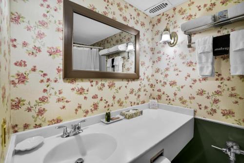 a bathroom with a sink and a mirror at Lamies Inn & The Old Salt Tavern in Hampton