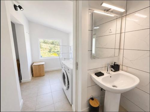 ein Badezimmer mit Waschbecken und Waschmaschine in der Unterkunft PineHills in Torres Vedras