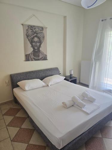 a bed with two white pillows on top of it at La Casa Tzortzina in Kokkino Nero