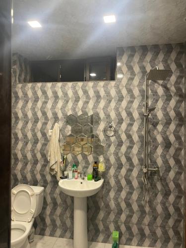 a bathroom with a toilet and a sink at Aygut Garden in Aygut