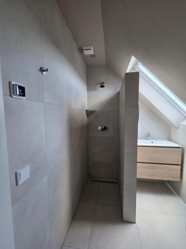a bathroom with a sink and a bath tub at Erve Ther Maet in Weerselo