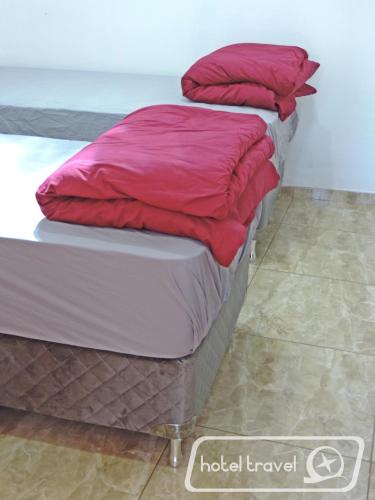 two twin beds sitting next to each other at Hotel Travel Encarnación in Encarnación