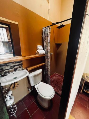 a bathroom with a toilet and a sink at Coliving Granada in Envigado