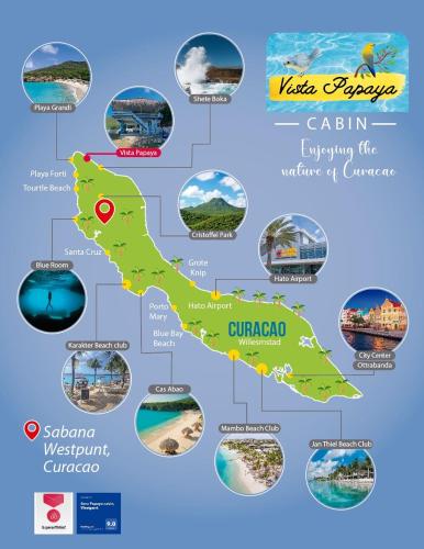 a map of guatemala and its attractions at Seru Papaya cabin, Westpunt in Westpunt