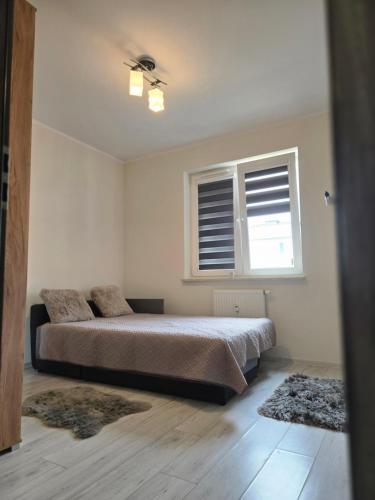 a bedroom with a bed and a window at Apartament Okulickiego 80 in Gorzów Wielkopolski