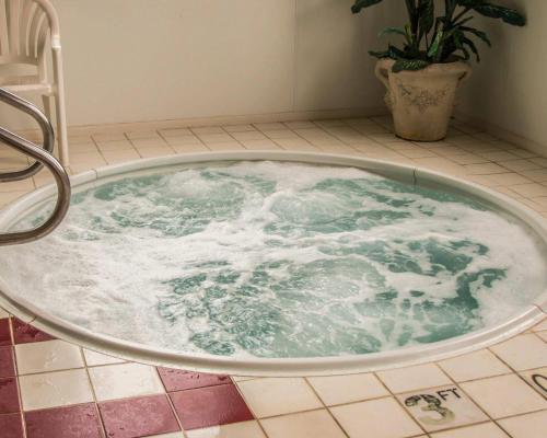 a jacuzzi tub in a bathroom with a plant at Comfort Inn Birch Run - Frankenmuth in Birch Run