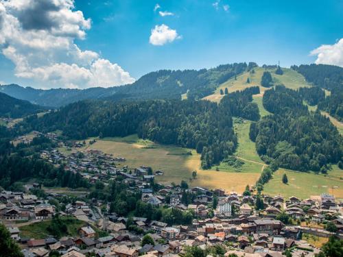 an aerial view of a village in the mountains at Résidence Capfun du Téléphérique, Morzine in Morzine