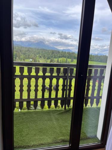 a view from a window of a view of the mountains at Apartamenty i Pokoje Gościnne U Trebuni in Murzasichle
