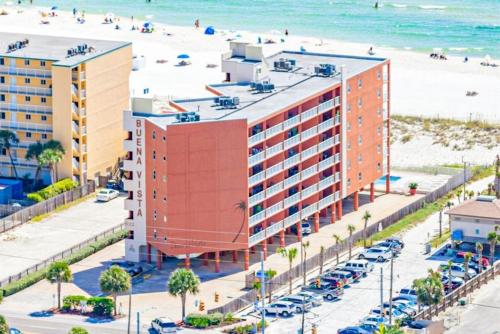 an aerial view of a hotel and the beach at Buena Vista Condominiums in Gulf Shores