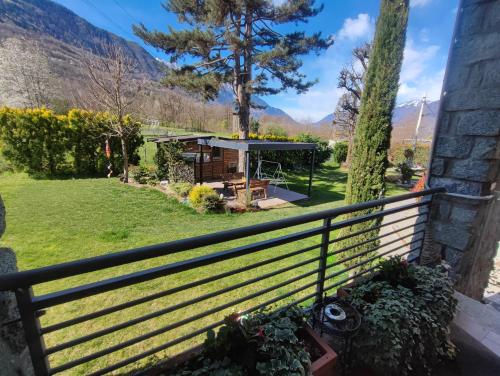 a view from the balcony of a house with a gazebo at Villa Luisa Appartamenti Vacanze in Caiolo