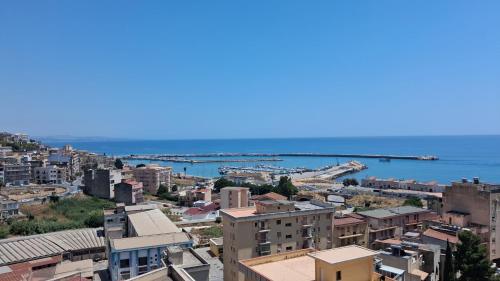 an aerial view of a city with the ocean at Da Cristina appartamento in Sciacca