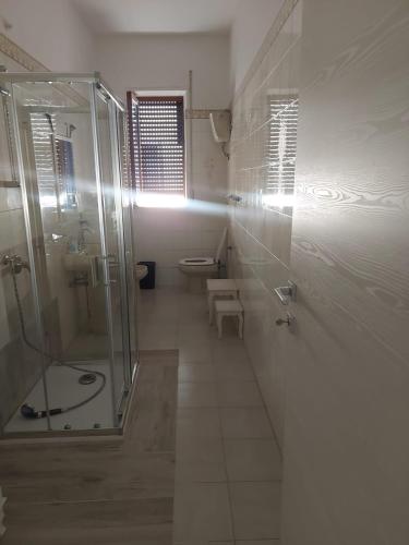 a bathroom with a shower and a toilet at Mare Blu' in Crotone