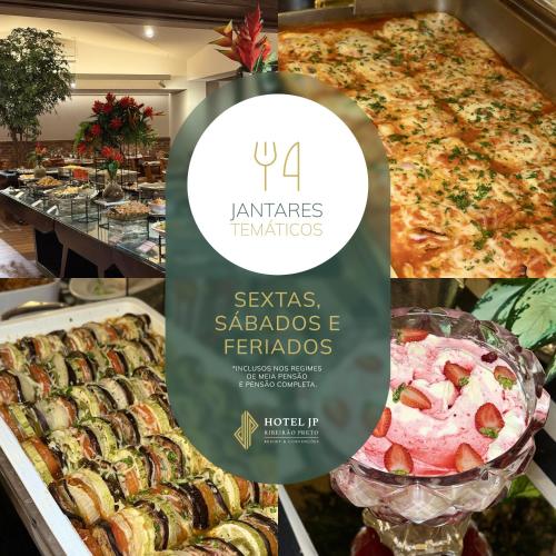 a display case of pizzas and pizza at Hotel JP Ribeirão Preto Resort & Convenções by Nacional Inn in Ribeirão Preto