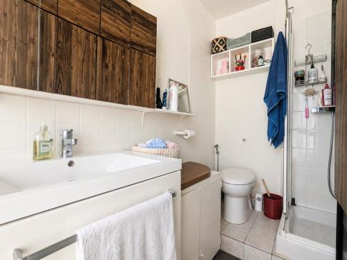 a bathroom with a sink and a toilet at Charmant appartement au cœur de Paris in Paris