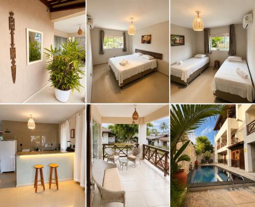 a collage of photos of a hotel room at Condomínio Harmonia in Pipa