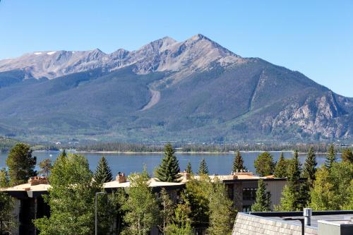 a view of a mountain with a lake and houses at Sail Lofts #301 in Dillon