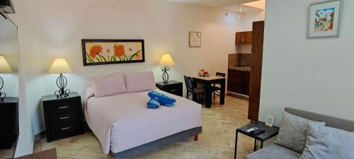 Tempat tidur dalam kamar di Departamento Mauricio #6