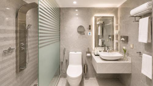 a bathroom with a toilet and a sink at TULIP PLAZA - By Le Park Concord in Hafr Al-Batin