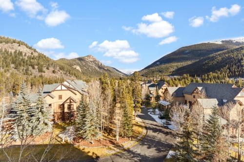 an aerial view of a home in the mountains at Red Hawk Lodge #2308 in Keystone