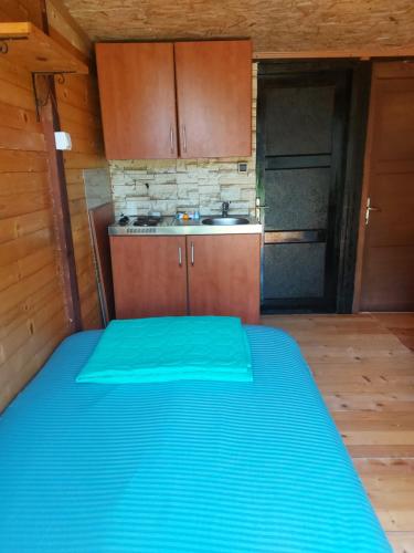 a small kitchen with a bed in a room at Apartman Dva Dječaka in Ulcinj