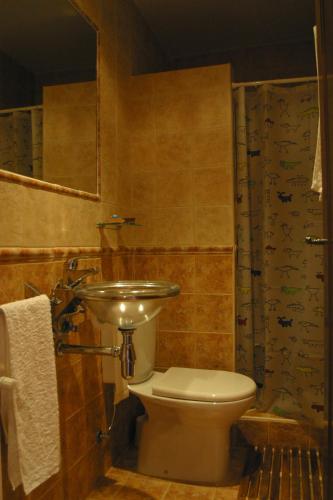 a bathroom with a toilet and a sink at Posada de Bleto in Ledesma