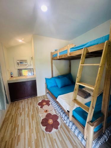 a bedroom with a bunk bed and a ladder at Gabs Haven Transient House in El Nido