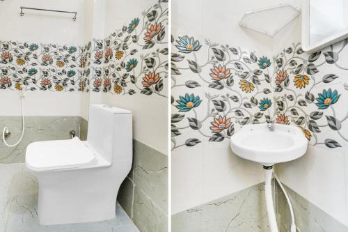 a bathroom with a toilet and a sink at Super Townhouse Hitech City Near Yashoda Hospital in Hyderabad