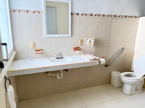 a bathroom with a sink and a toilet at Oasis del Mar- Departamento Palma in Progreso