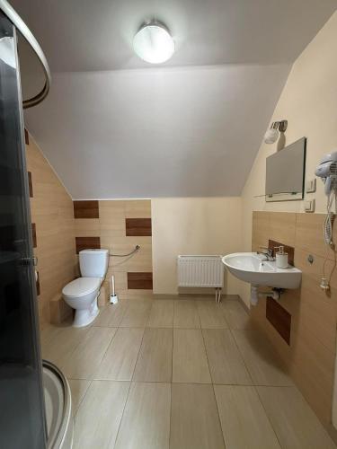 a bathroom with a toilet and a sink at Agroturystyka Struzka in Strużka