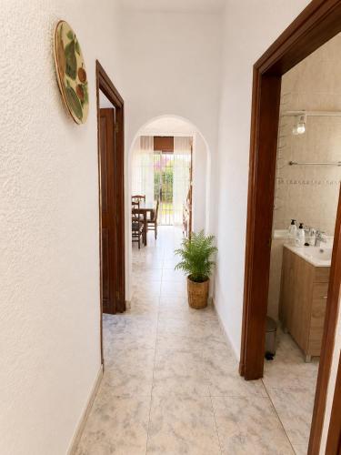 a hallway of a house with a plant in it at AmetllaDeMar in Les tres Cales
