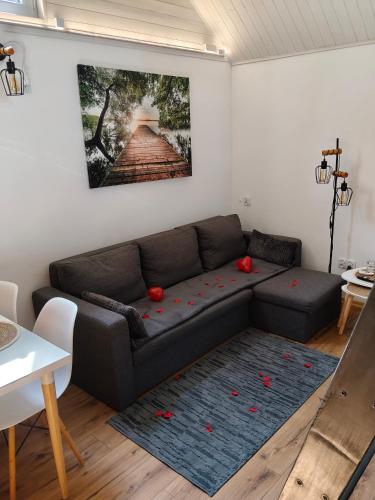 a living room with a couch and a table at 2R Relax Resort in Ubyszów