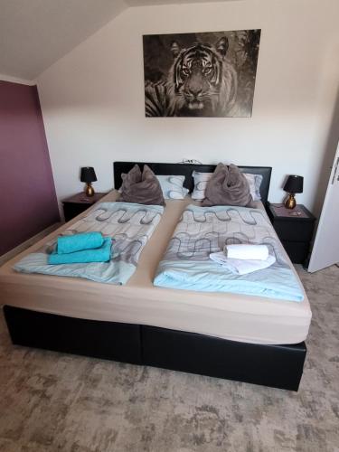 a large bed in a bedroom with at Alexas Ferienwohnung in Windischeschenbach