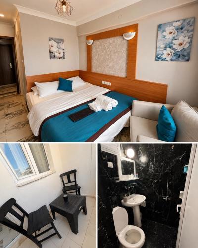 ein Hotelzimmer mit Bett und Badezimmer in der Unterkunft Brand Otel in Didim