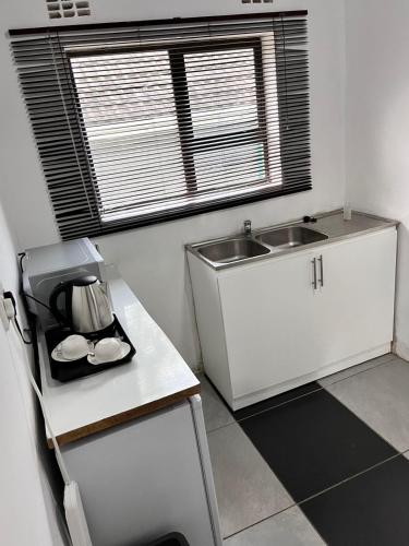 a small kitchen with a sink and a counter at Human on Ten BnB in Summer Pride