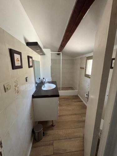 a bathroom with a sink and a shower at My Pradet in Le Pradet