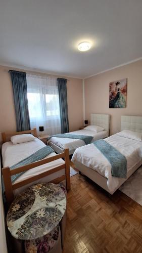 a bedroom with three beds in a room at Veslo IN in Krčedin