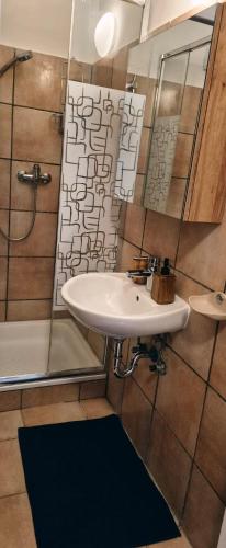 a bathroom with a sink and a shower at See Love 2 in Zagreb
