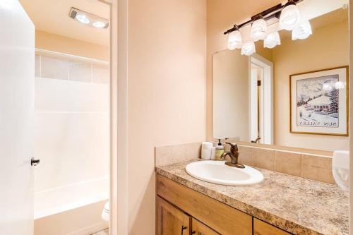 a bathroom with a sink and a mirror at Western Dreams in Sun Valley