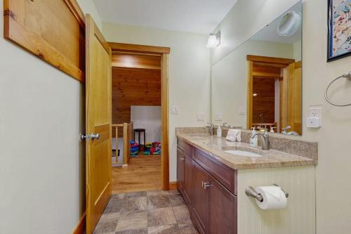 a bathroom with a sink and a mirror at Bear Village 14 in Bartlett